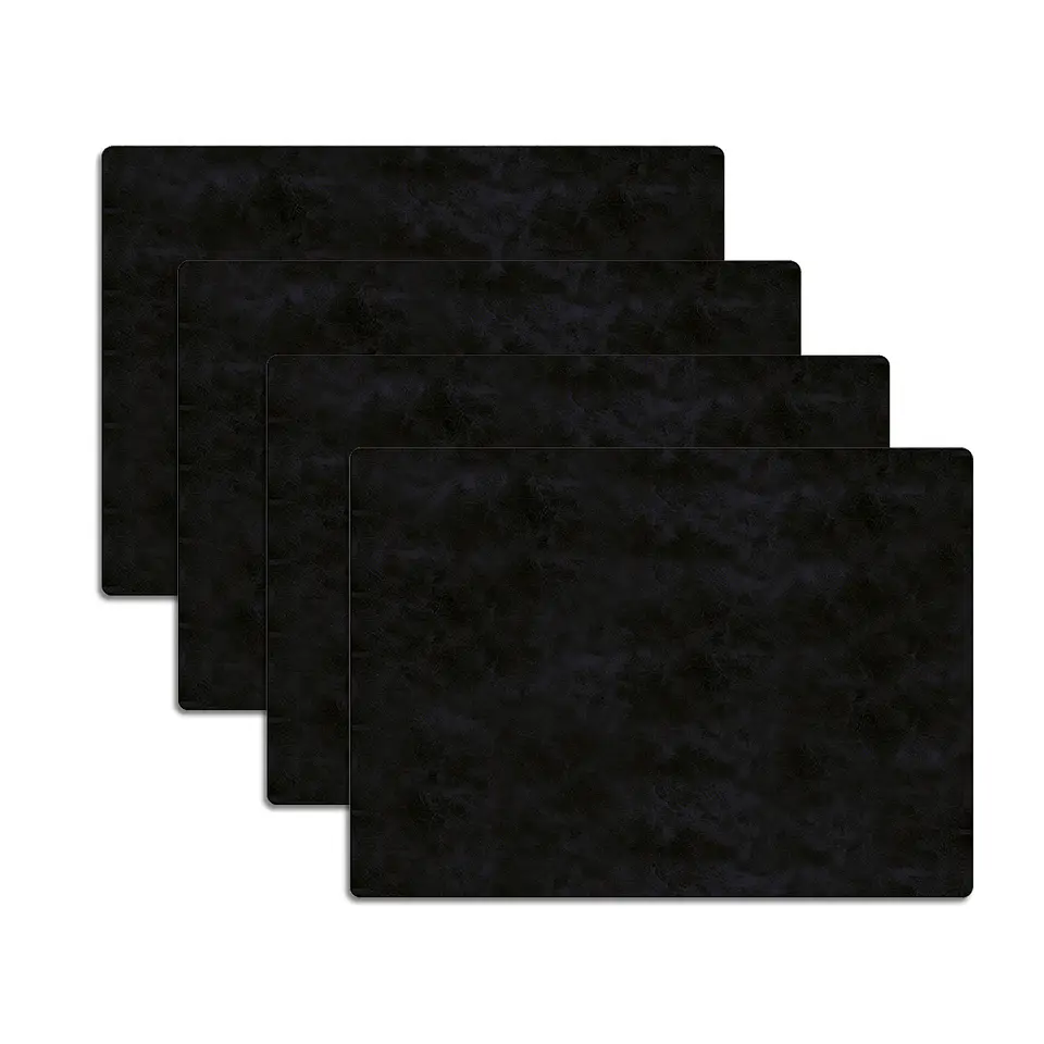 Set 4 Individuales Vegan Leather Negro Rectangular  2