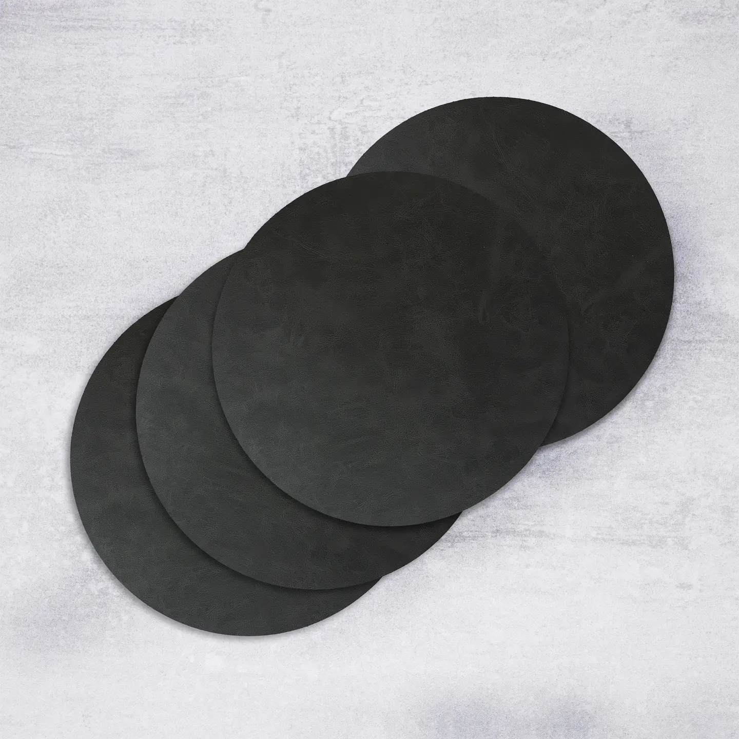 Set 4 Individuales Vegan Leather Negro Redondo  2