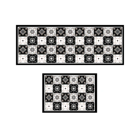 Set 2 Alfombras de Cocina Ultra Delgada Baldosa Gris