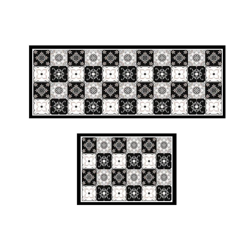 Set 2 Alfombras de Cocina Ultra Delgada Baldosa Gris 1