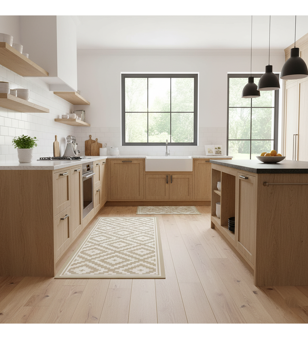 Set 2 Alfombras de Cocina Rombo Arena