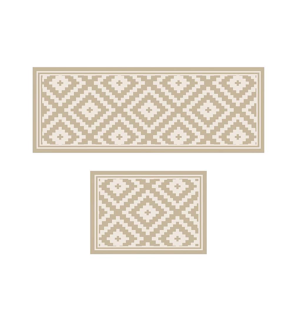 Set 2 Alfombras de Cocina Rombo Arena