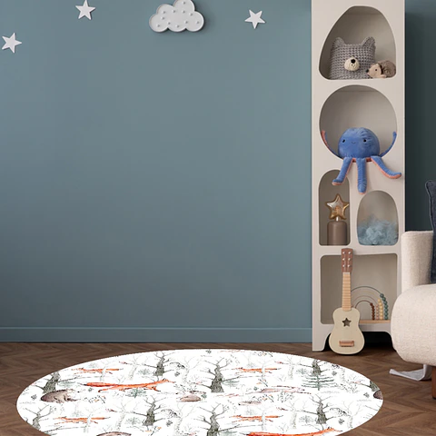 Alfombra Animales del Bosque 140 x 140 cm