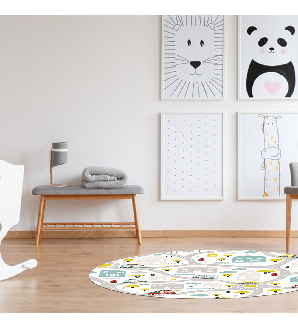Alfombra Ciudad y Autos 140 x 140 cm 