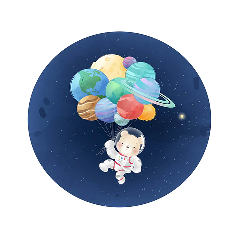 Alfombra Oso astronauta 140 x 140 cm