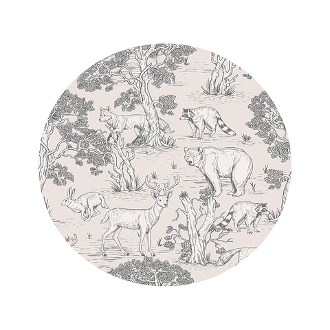 Alfombra Venado, Oso, Mapache 140 x 140 cm