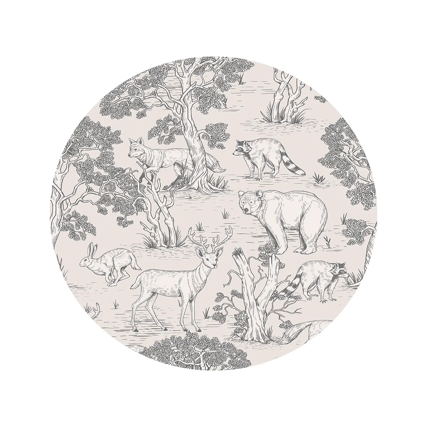 Alfombra Venado, Oso, Mapache 140 x 140 cm 1