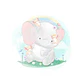 Set 6 indiv Elefante y sus amigos redondo 37cm - Miniatura 1