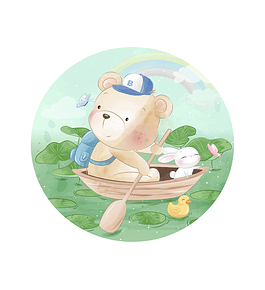 Set 6 indiv Oso en Laguna redondo 37cm