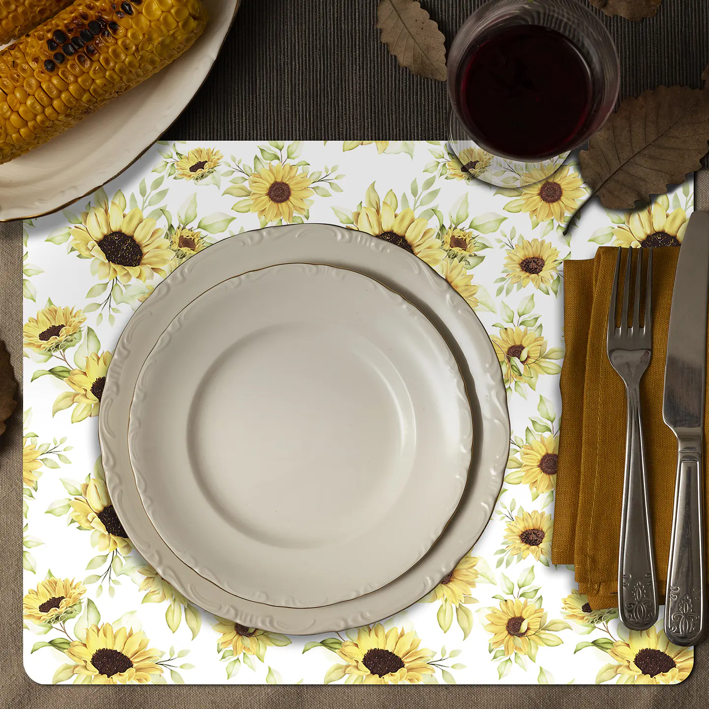 Set 8 Individuales Rectangular Novotela Girasoles 2