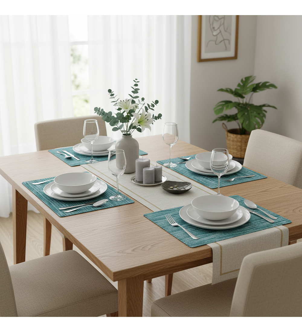 Set 4 Individuales Rectangulares Tempo Knit Mint Ocean Mist