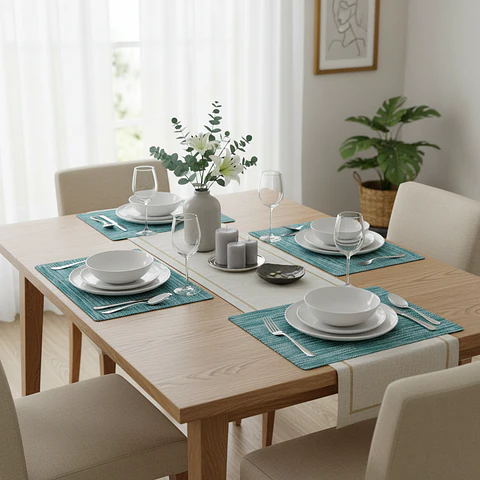 Set 4 Individuales Rectangulares Tempo Knit Mint Ocean Mist