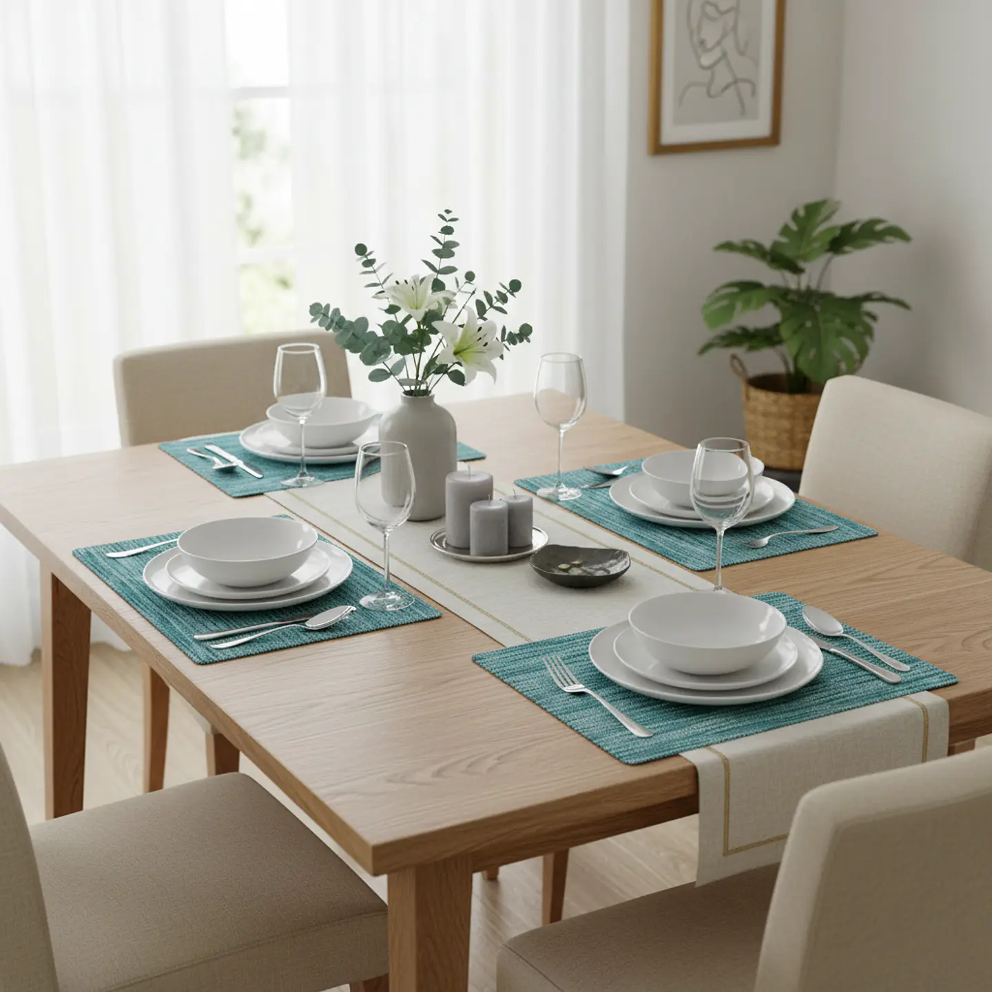 Set 4 Individuales Rectangulares Tempo Knit Mint Ocean Mist 2