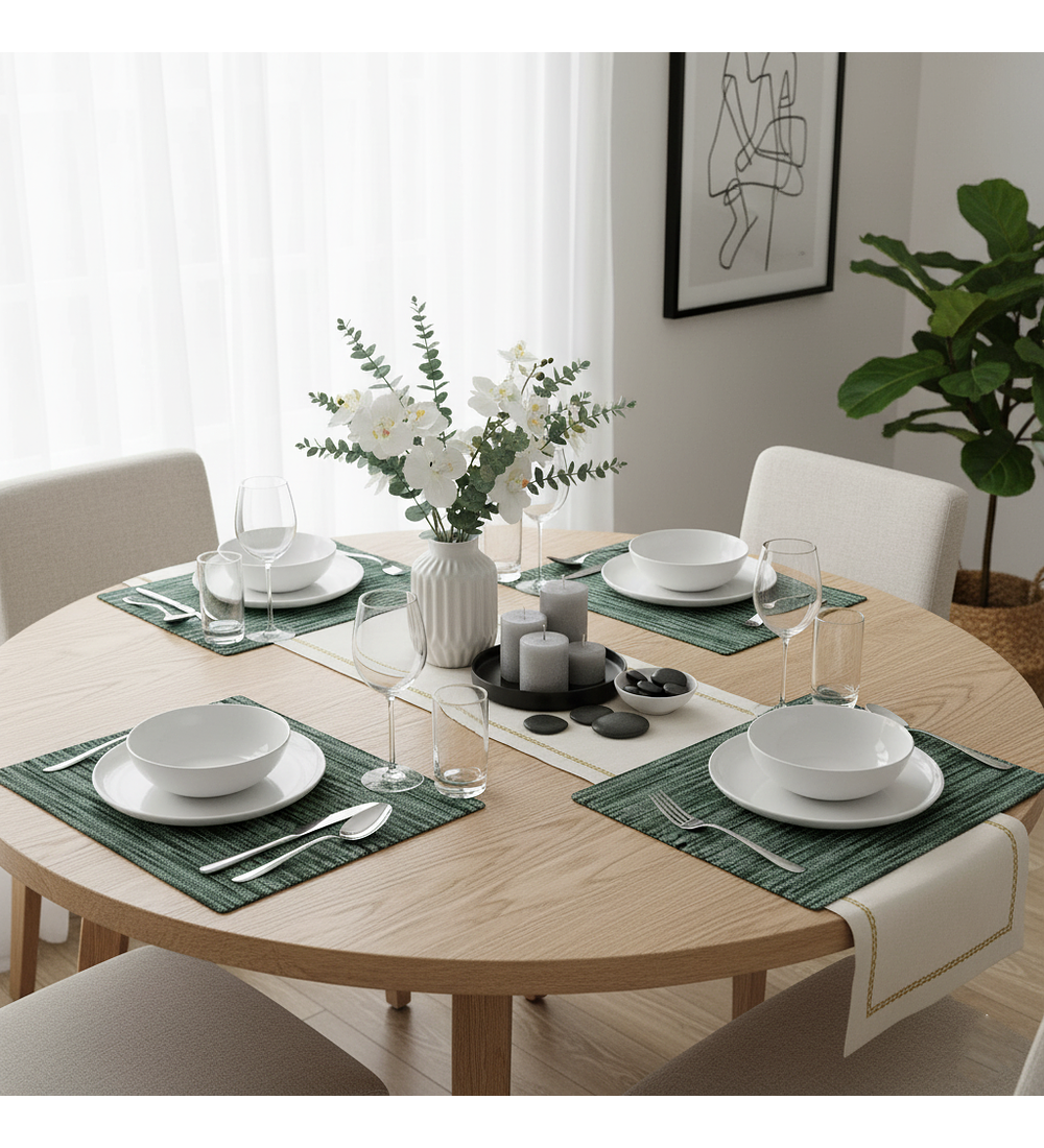 Set 4 Individuales Rectangulares Tempo Knit Mint Verdant