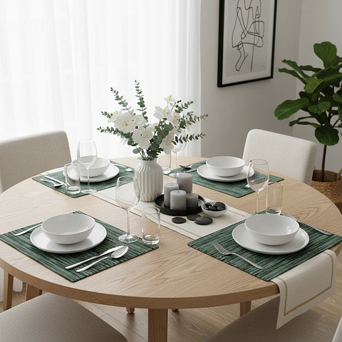Set 4 Individuales Rectangulares Tempo Knit Mint Verdant