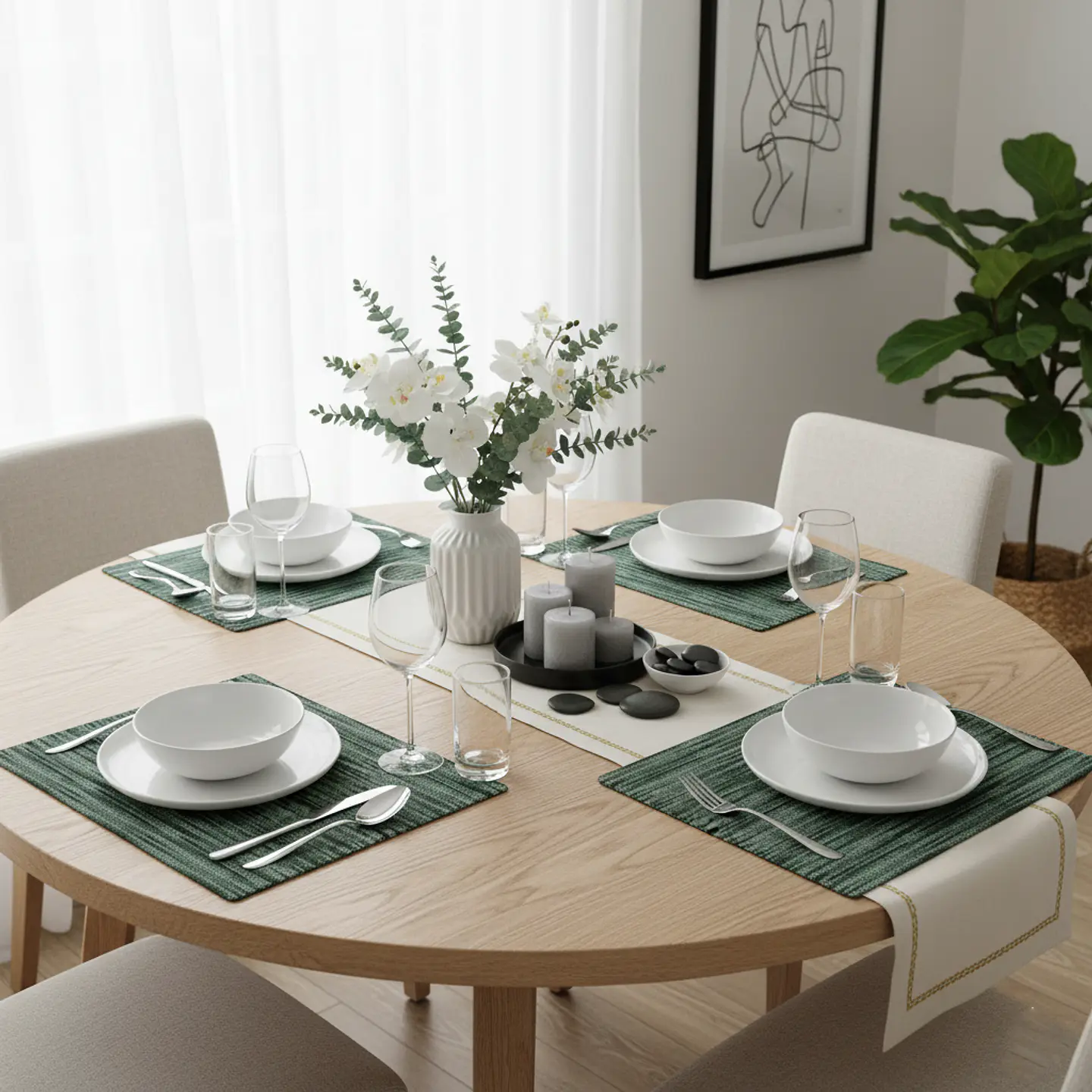 Set 4 Individuales Rectangulares Tempo Knit Mint Verdant 2