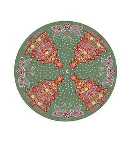 Alfombra ISoler Green Red Xmas Tree Floor Mat Round 140cm