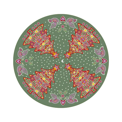 Alfombra ISoler Green Red Xmas Tree Floor Mat Round 140cm