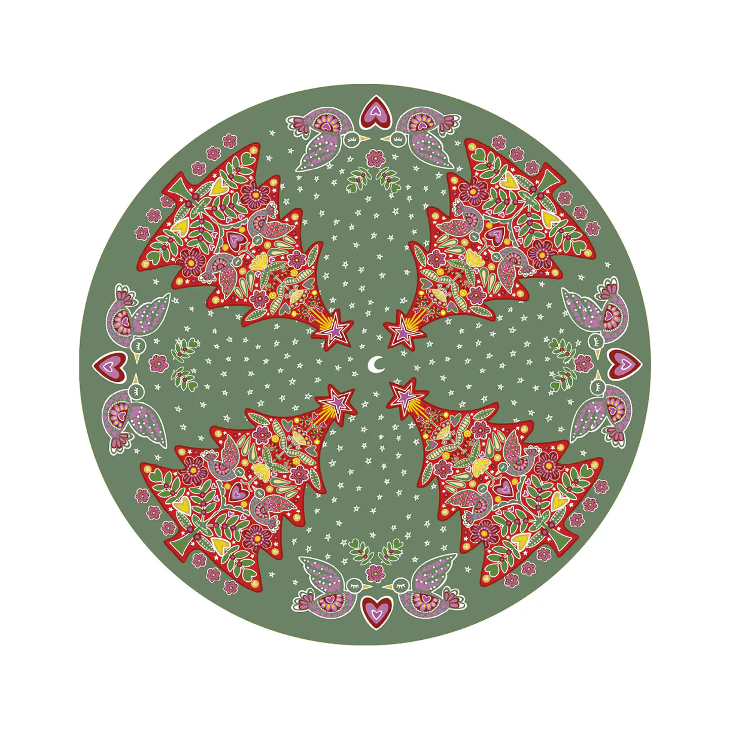 Alfombra ISoler Green Red Xmas Tree Floor Mat Round 140cm 1