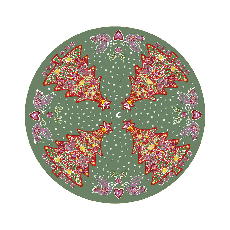 Alfombra ISoler Green Red Xmas Tree Floor Mat Round 140cm 1