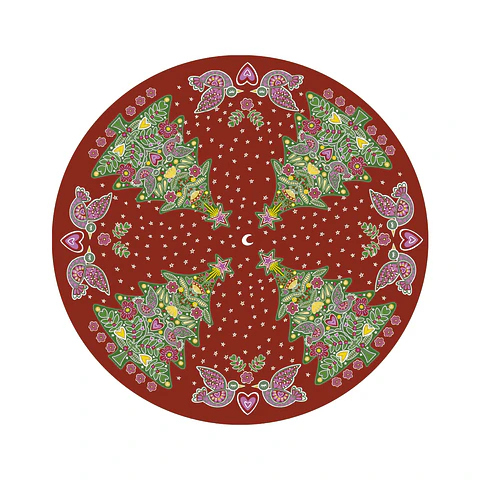 Alfombra ISoler Red Green Xmas Tree Floor Mat Round 140cm
