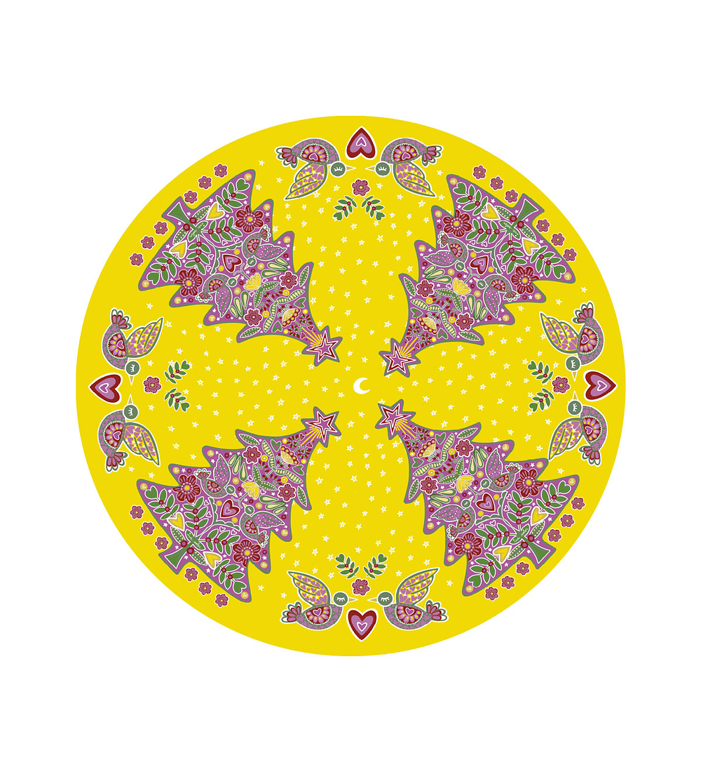 Alfombra ISoler Yellow Purple Xmas Floor Mat Round 140cm