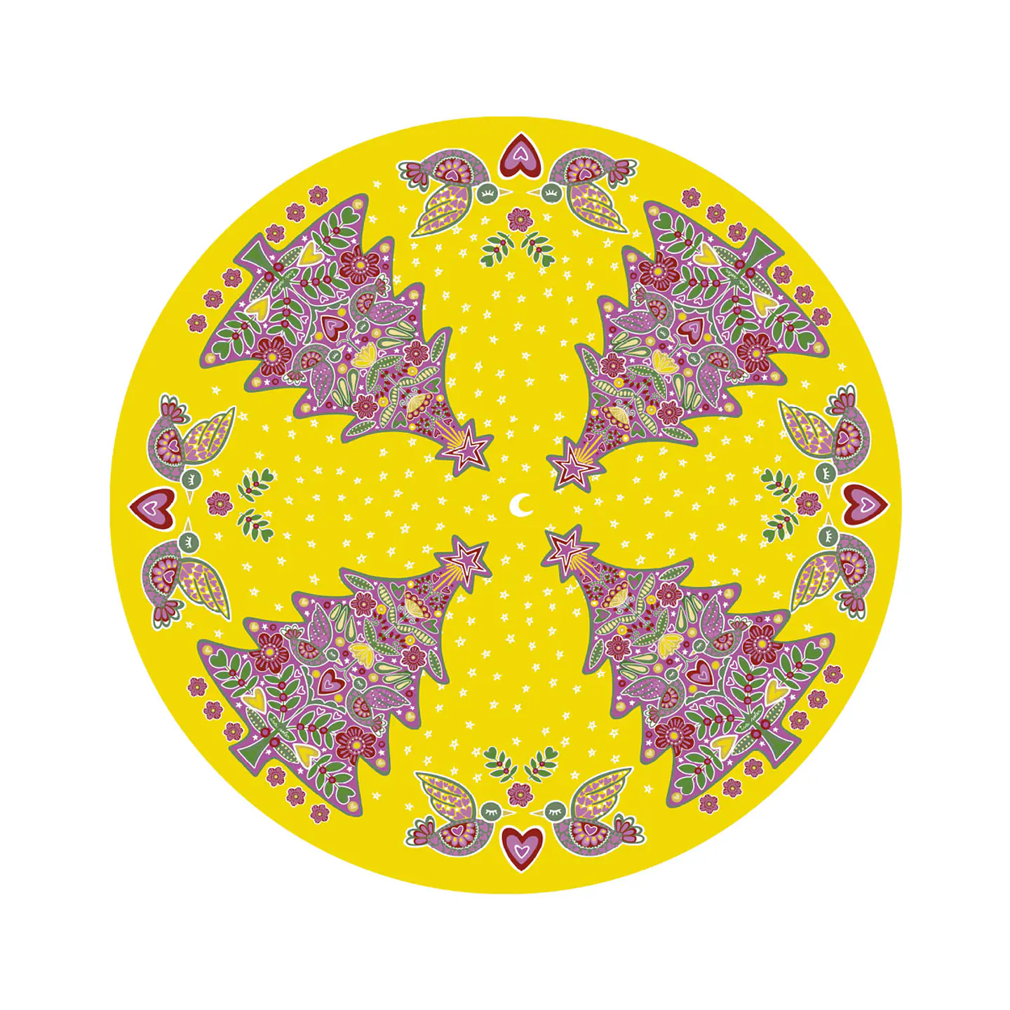 Alfombra ISoler Yellow Purple Xmas Floor Mat Round 140cm 1