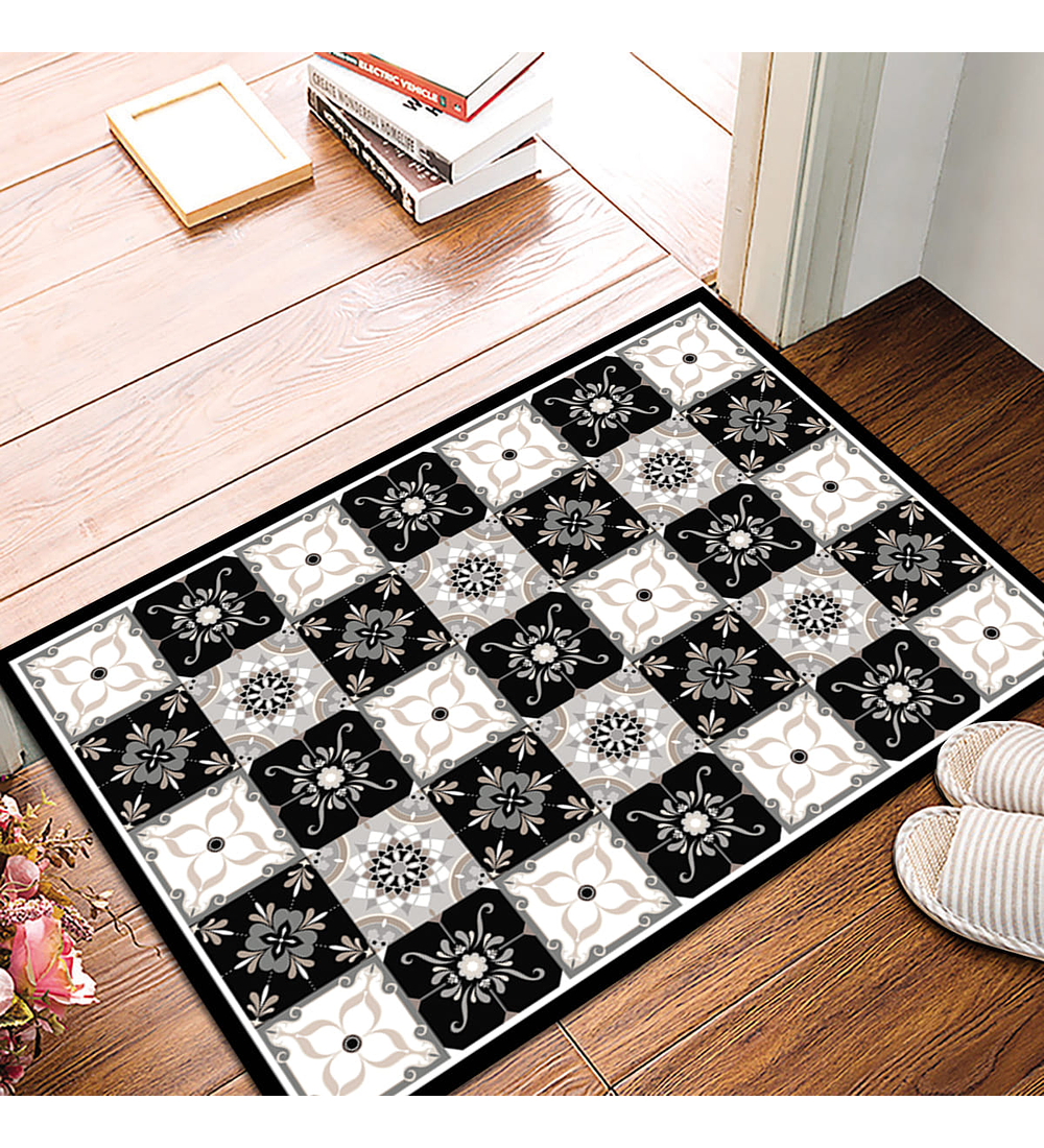 Alfombra Baldosa Clásica Gris 60 x 100 cm