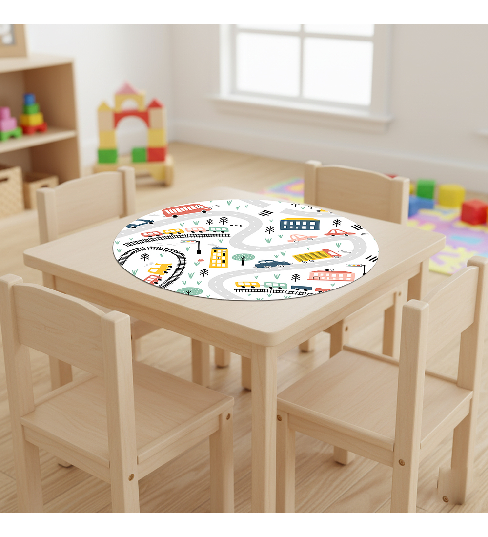 Set 6 indiv Autos y Tren redondo 37cm