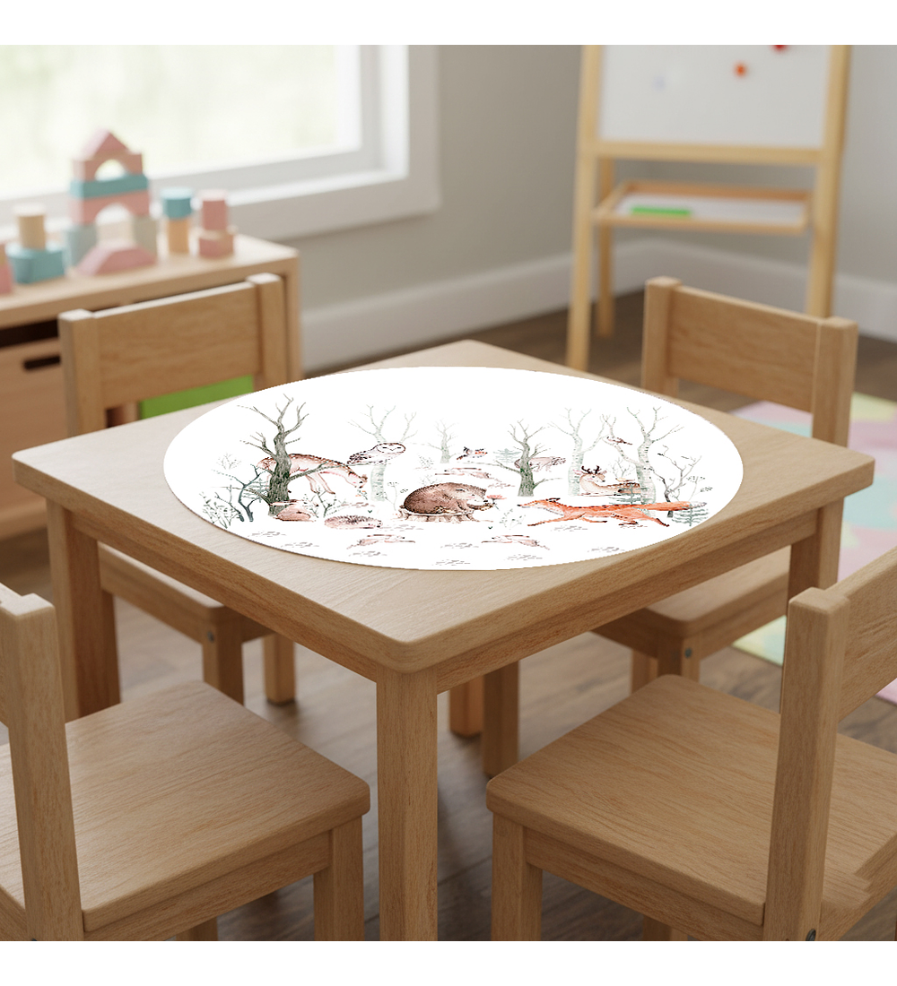 Set 6 indiv Animales del Bosque Juntos redondo 37 cm