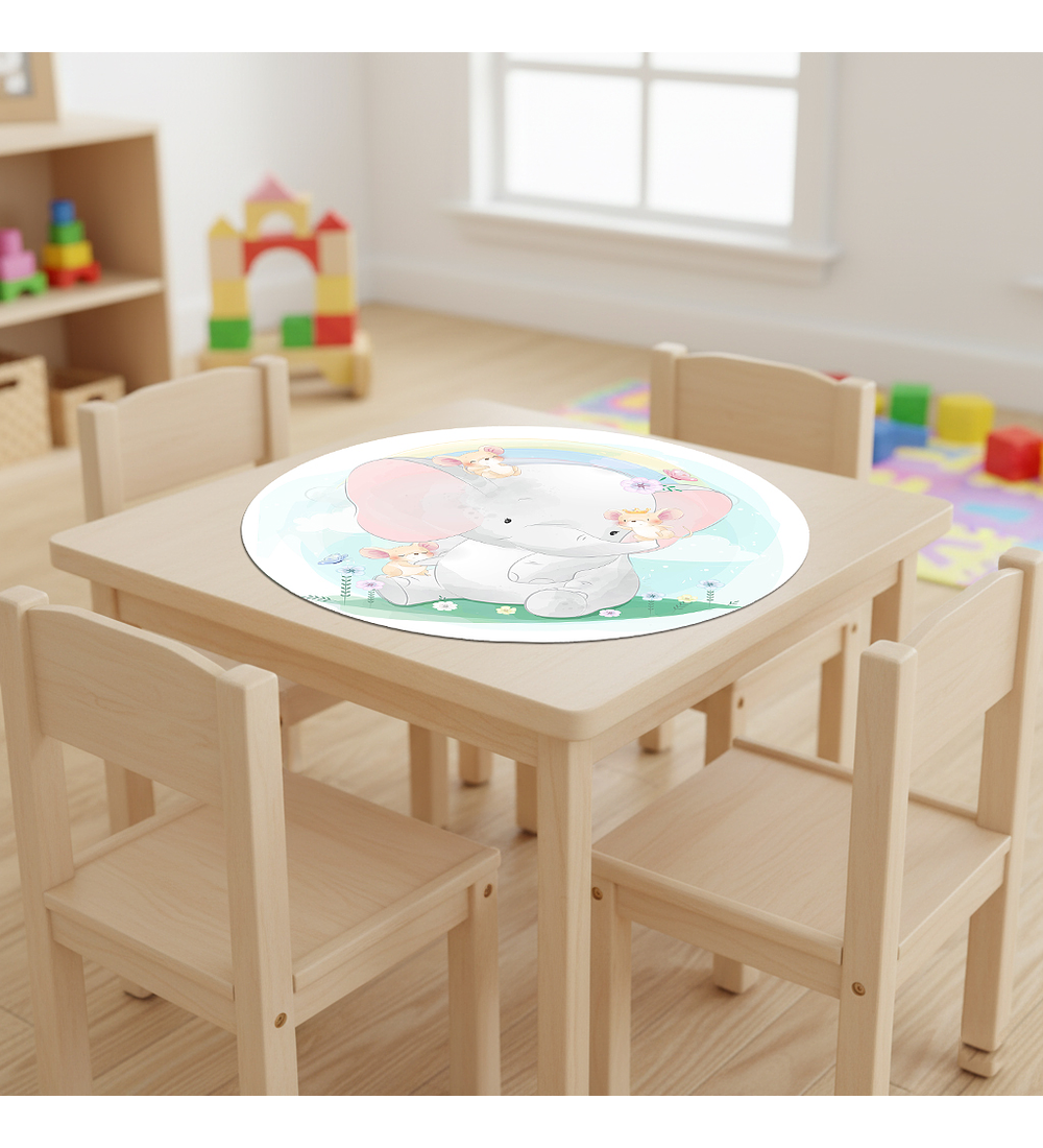 Set 6 indiv Elefante y sus amigos redondo 37cm