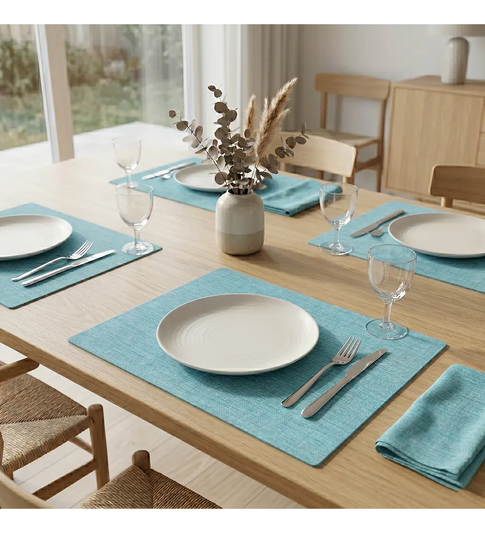 Set 4 Individuales Minimal Celeste