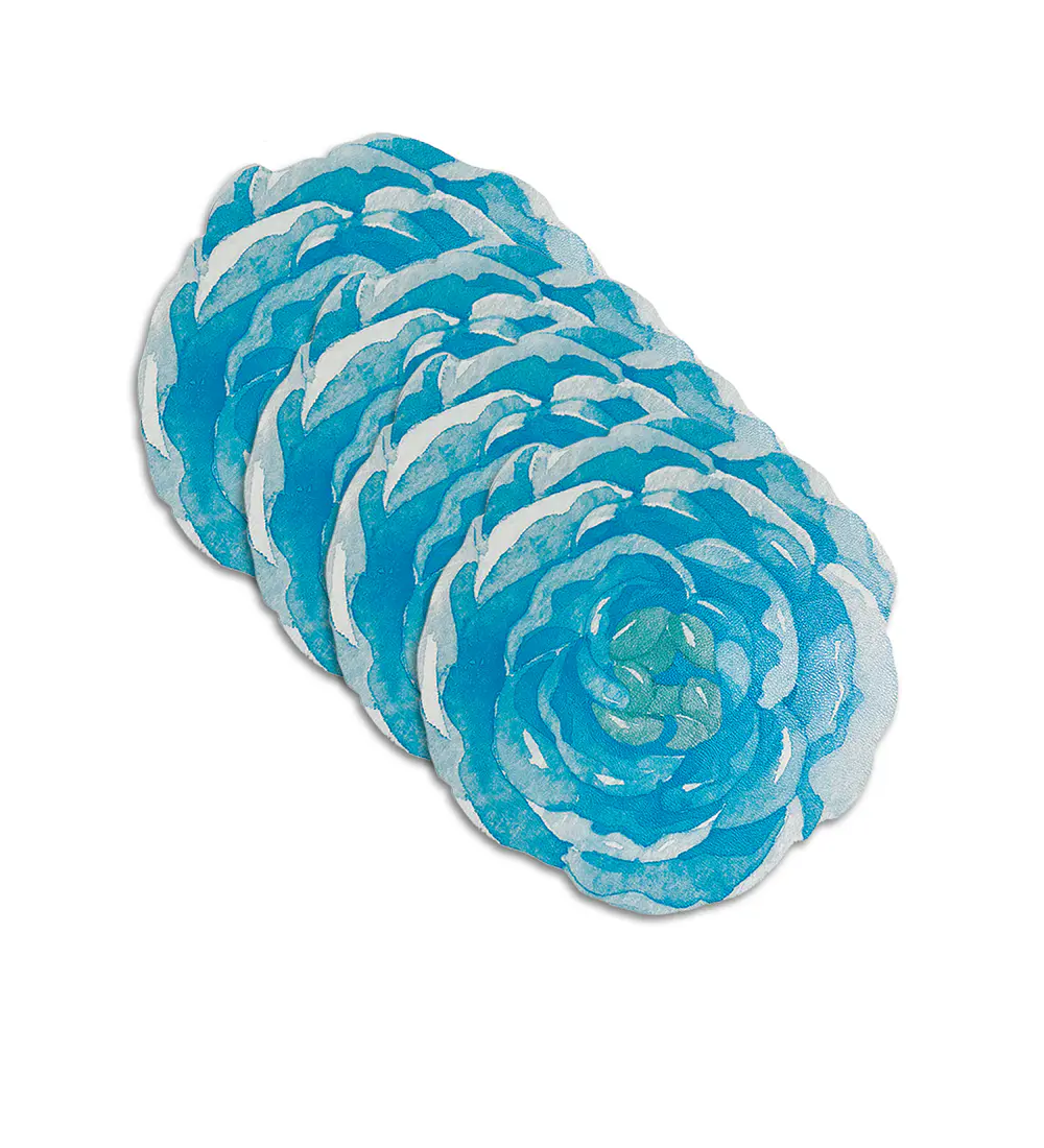 Set 4 Individuales Redondo Blue Bloom