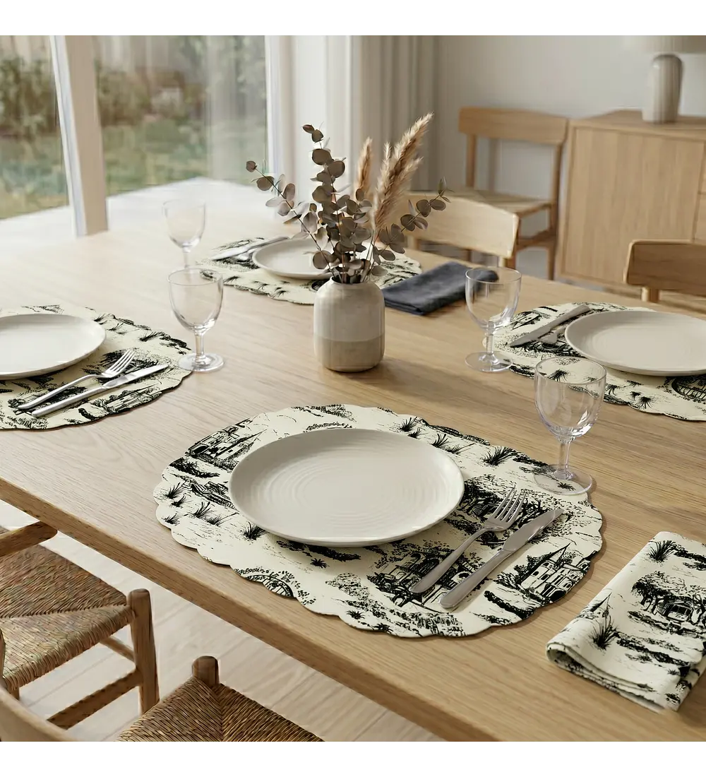 Set 6 Individuales Vintage Scenery Oval