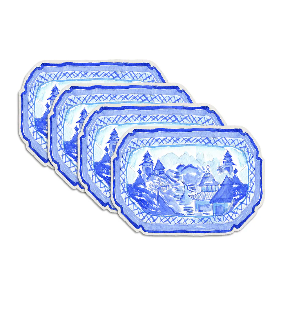 Set 4 Individuales Rectangular Blue Willow Studio