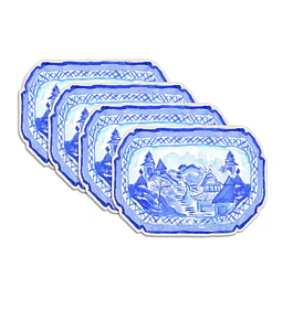 Set 4 Individuales Rectangular Blue Willow Studio