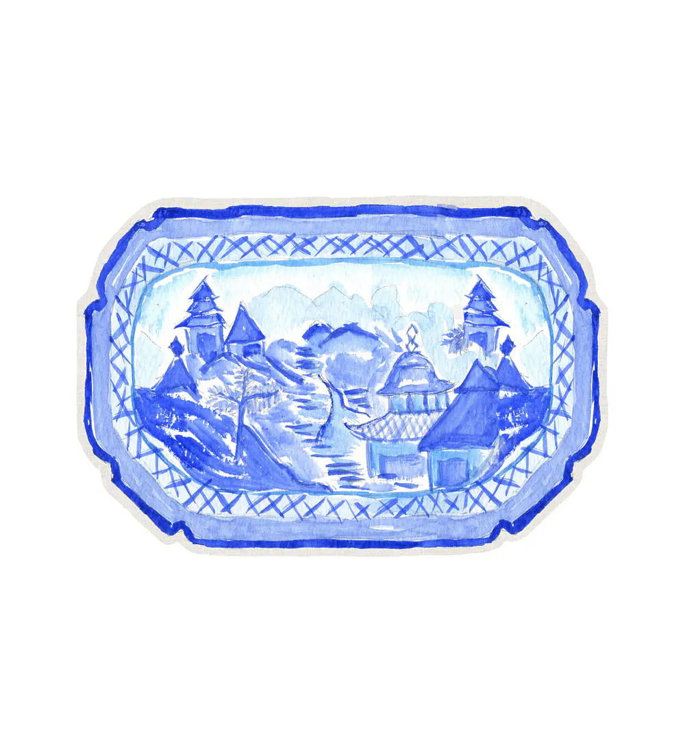 Set 6 Individuales Rectangular Blue Willow Studio