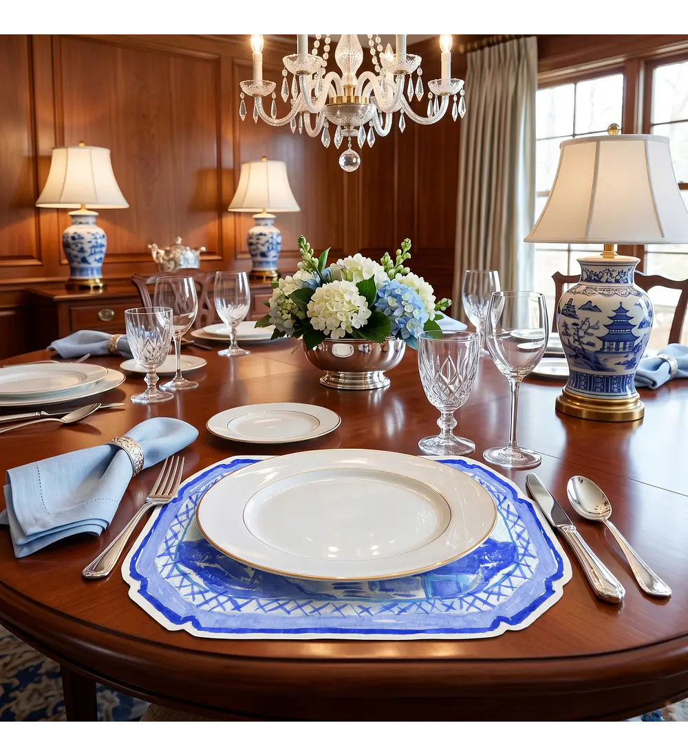 Set 6 Individuales Rectangular Blue Willow Studio