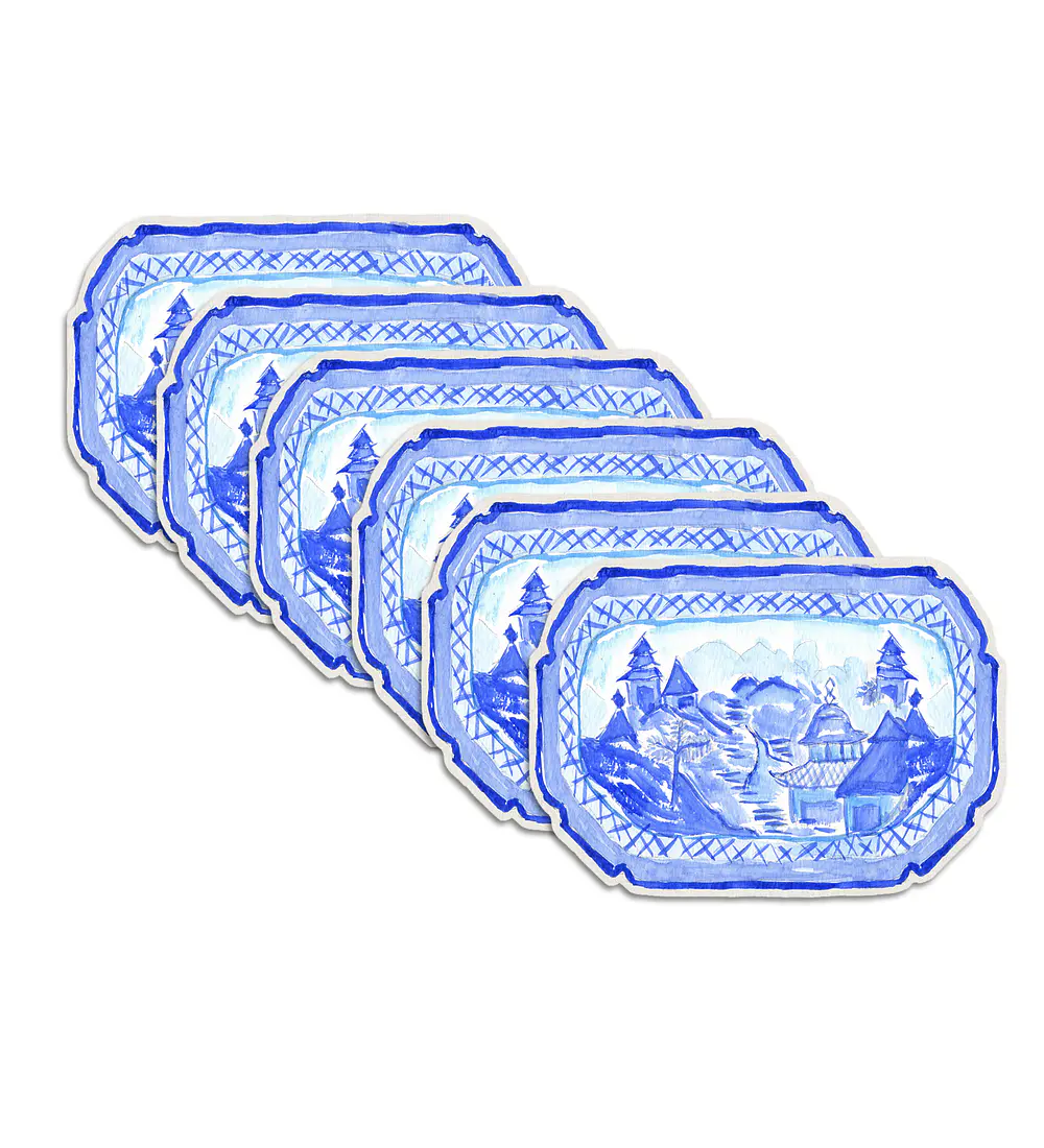 Set 6 Individuales Rectangular Blue Willow Studio