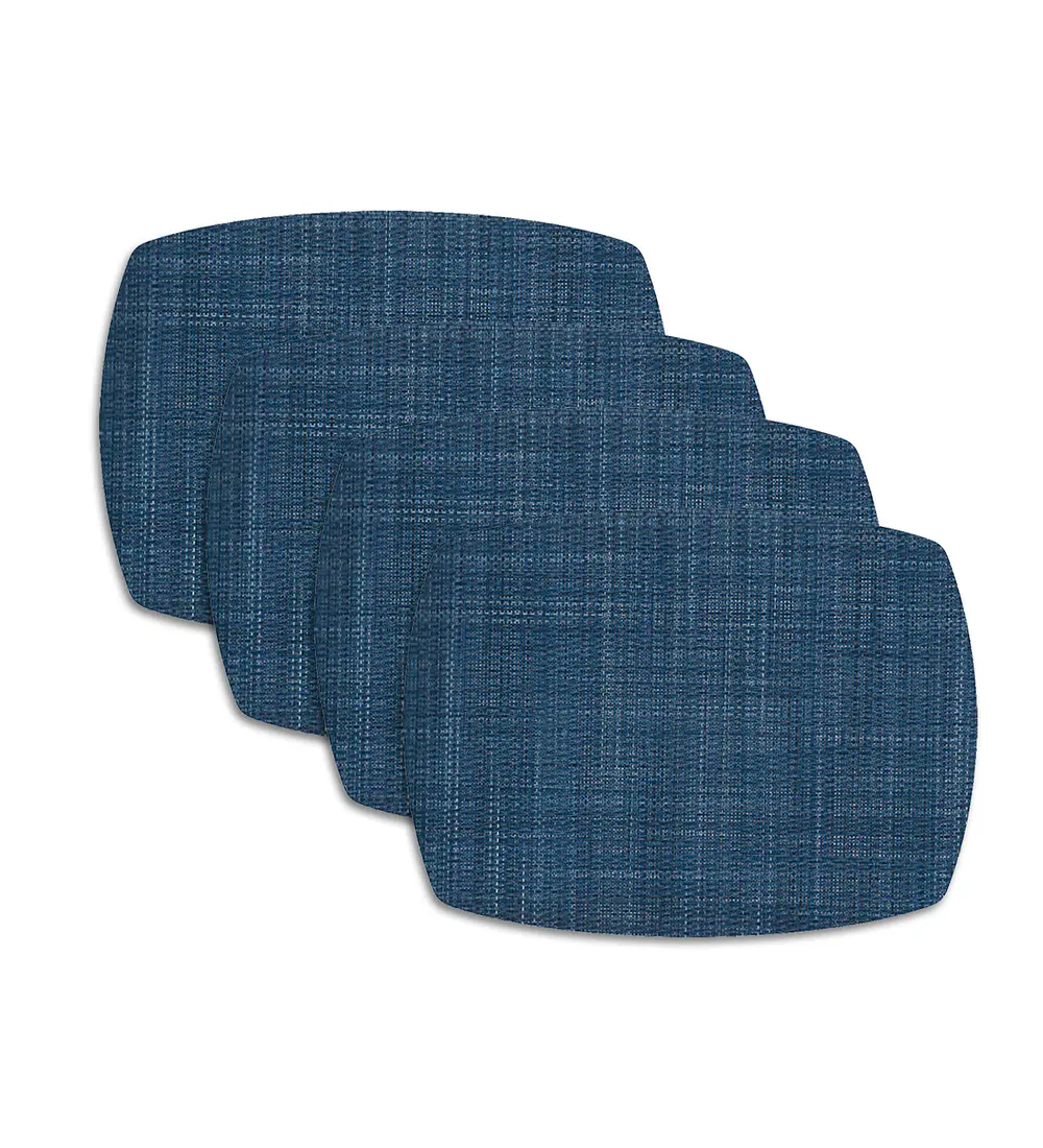 Set 4 Individuales Trama Curvo Índigo
