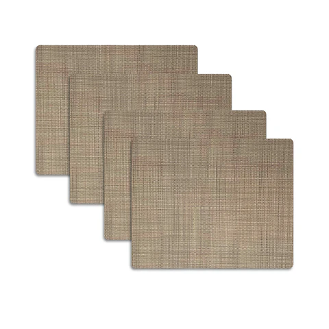 Set 4 Individuales Trama Rectangular Greige - Ediciones de Mesa