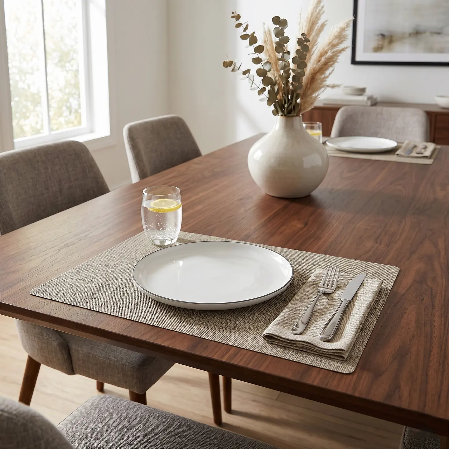 Set 6 Individuales Trama Rectangular Greige - Ediciones de Mesa 4