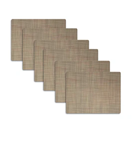 Set 6 Individuales Trama Rectangular Greige - Ediciones de Mesa