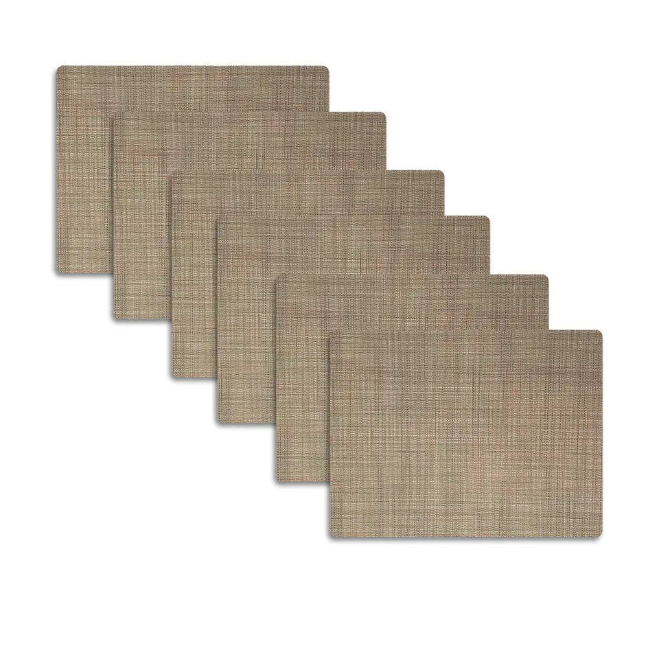 Set 6 Individuales Trama Rectangular Greige - Ediciones de Mesa 1