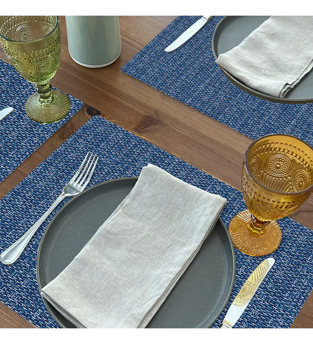 Set 4 Individuales Trama Rectangular Denim
