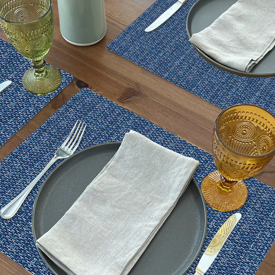 Set 4 Individuales Trama Rectangular Denim - Ediciones de Mesa 3