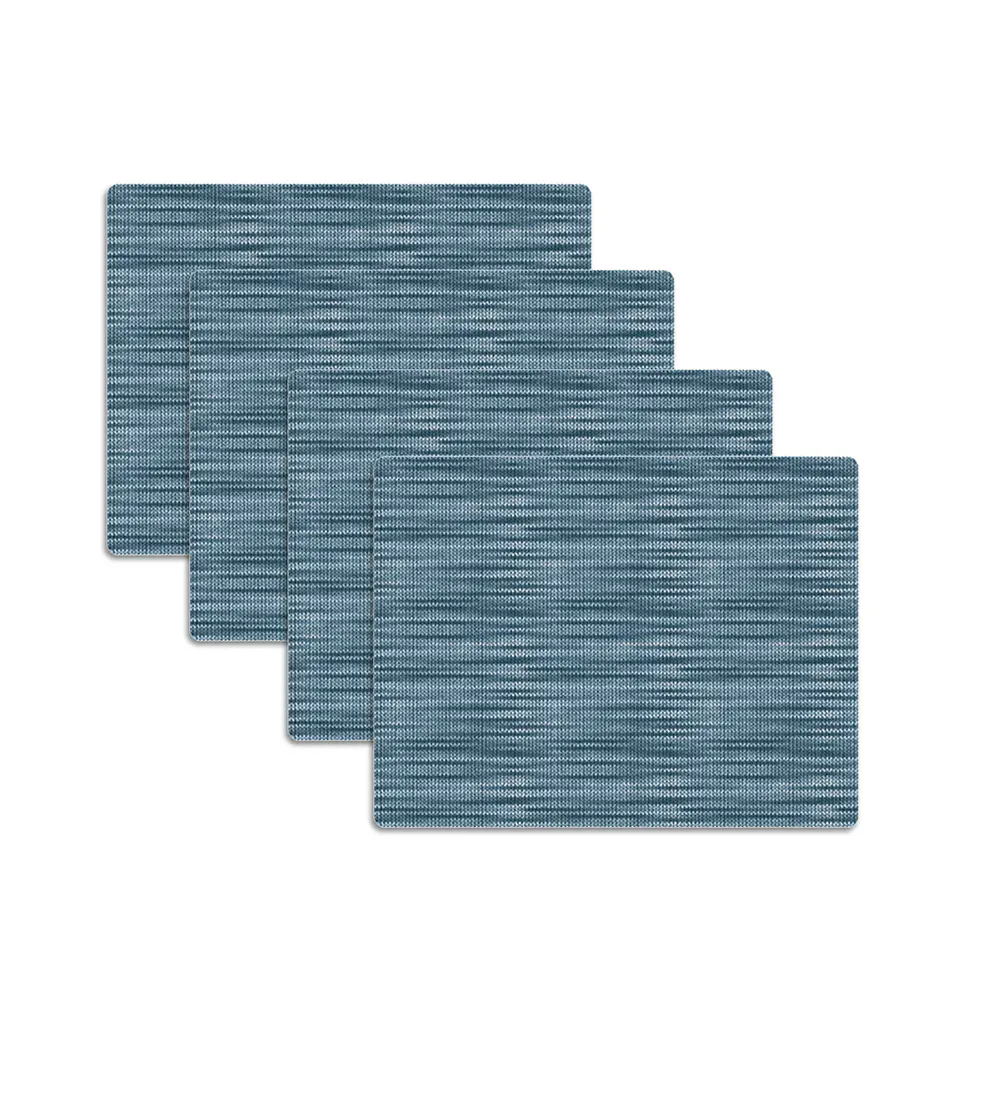 Set 4 Individuales Trama Rectangular Prisma Petróleo