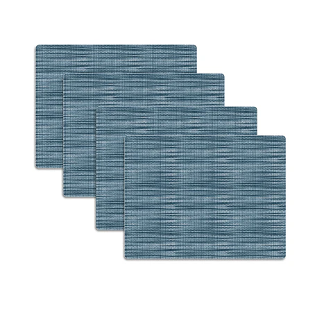 Set 4 Individuales Trama Rectangular Prisma Petróleo - Ediciones de Mesa