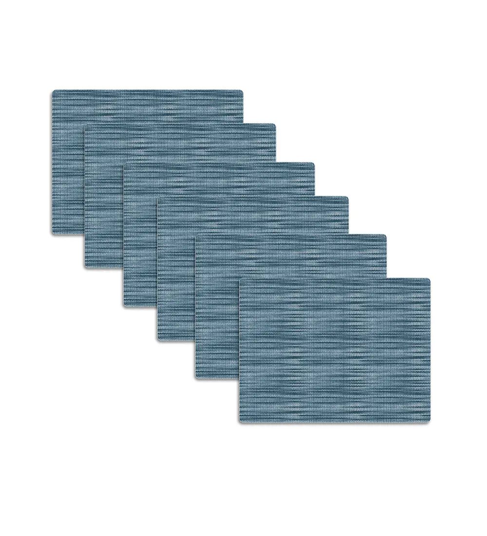 Set 6 Individuales Trama Rectangular Prisma Petróleo 