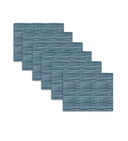 Set 6 Individuales Trama Rectangular Prisma Petróleo - Ediciones de Mesa